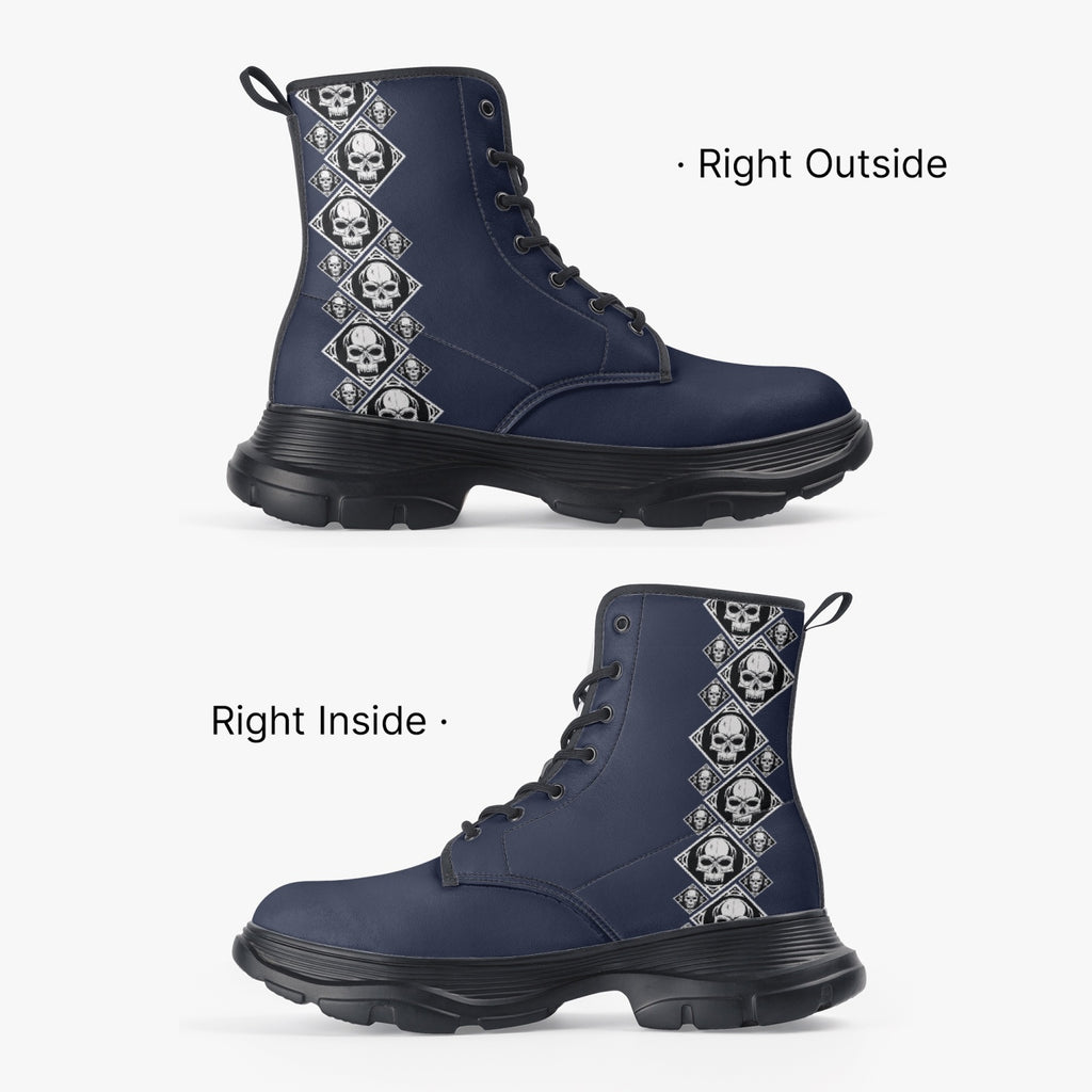1045. Casual Leather Chunky Boots