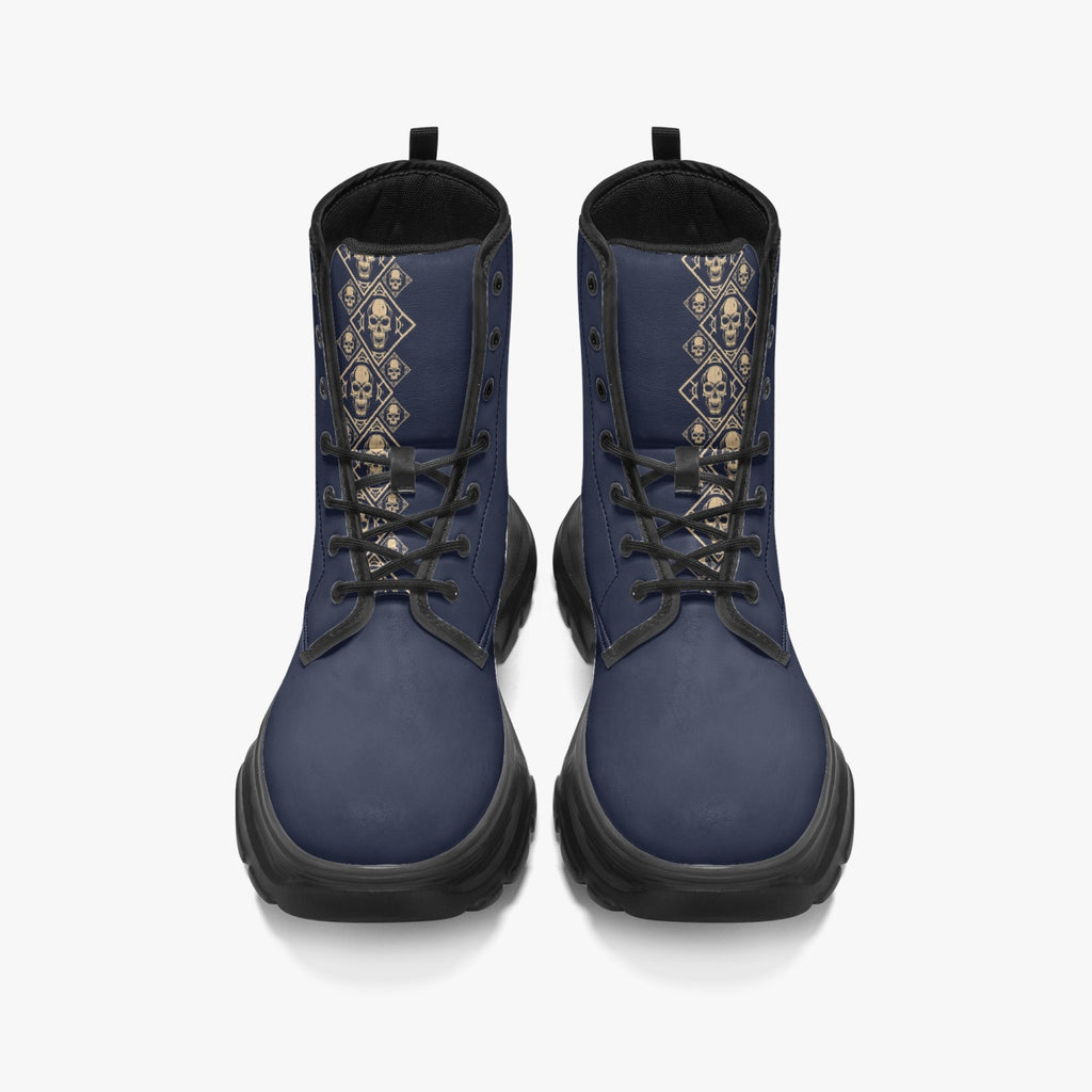 Gold Pile of Skull Navy Blue