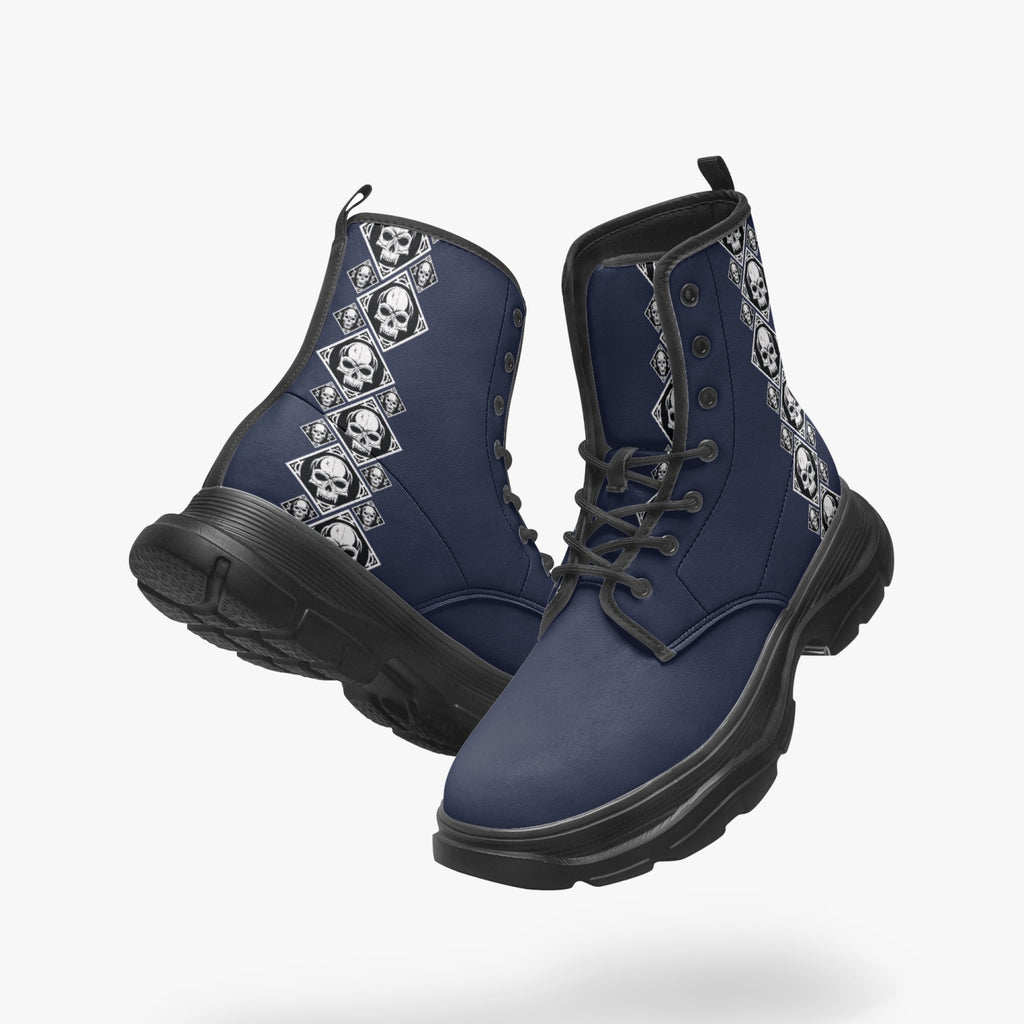 1045. Casual Leather Chunky Boots