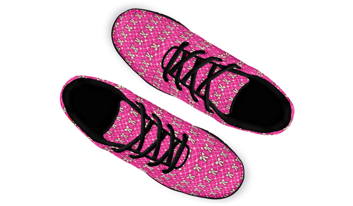 Cream Bows on Hot Pink