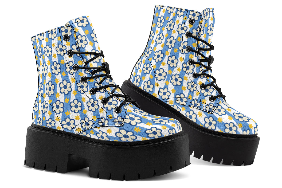 Blue Daisy Stripe