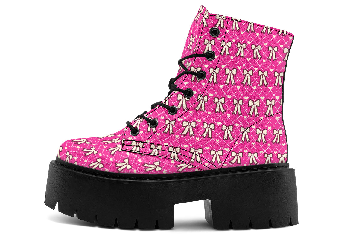 Cream Bows on Hot Pink