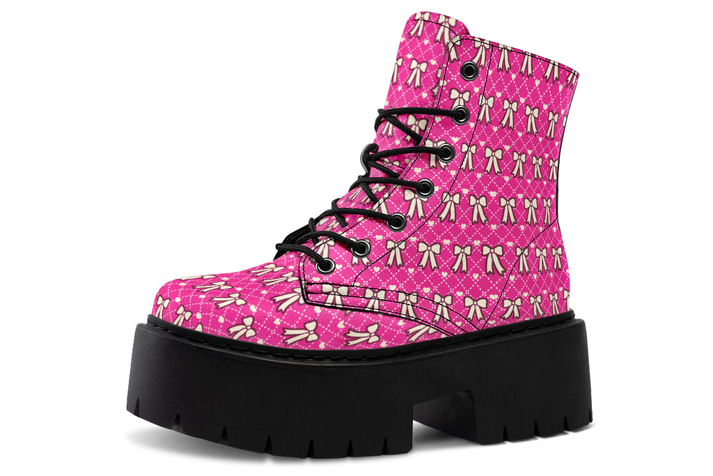 Cream Bows on Hot Pink