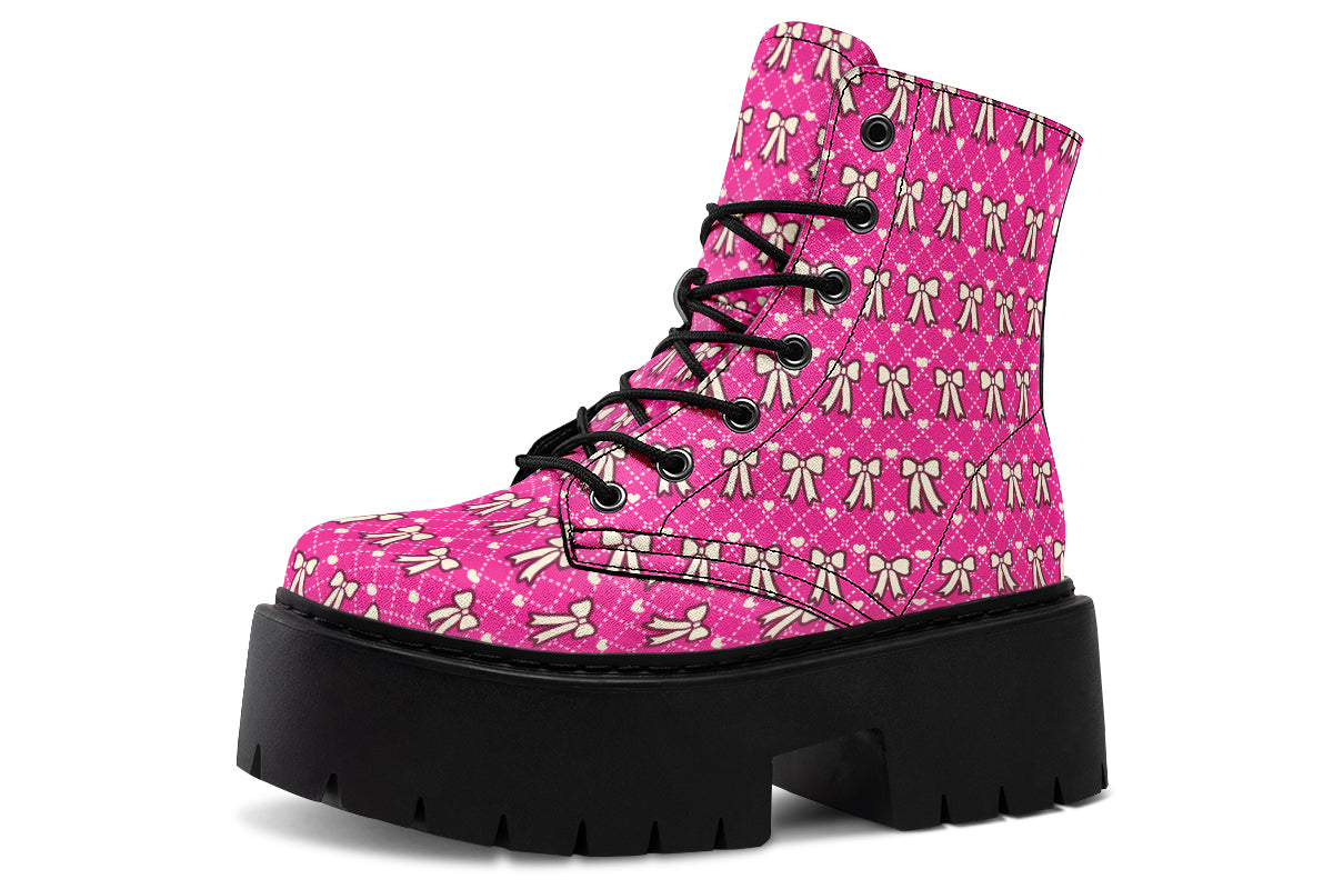 Cream Bows on Hot Pink