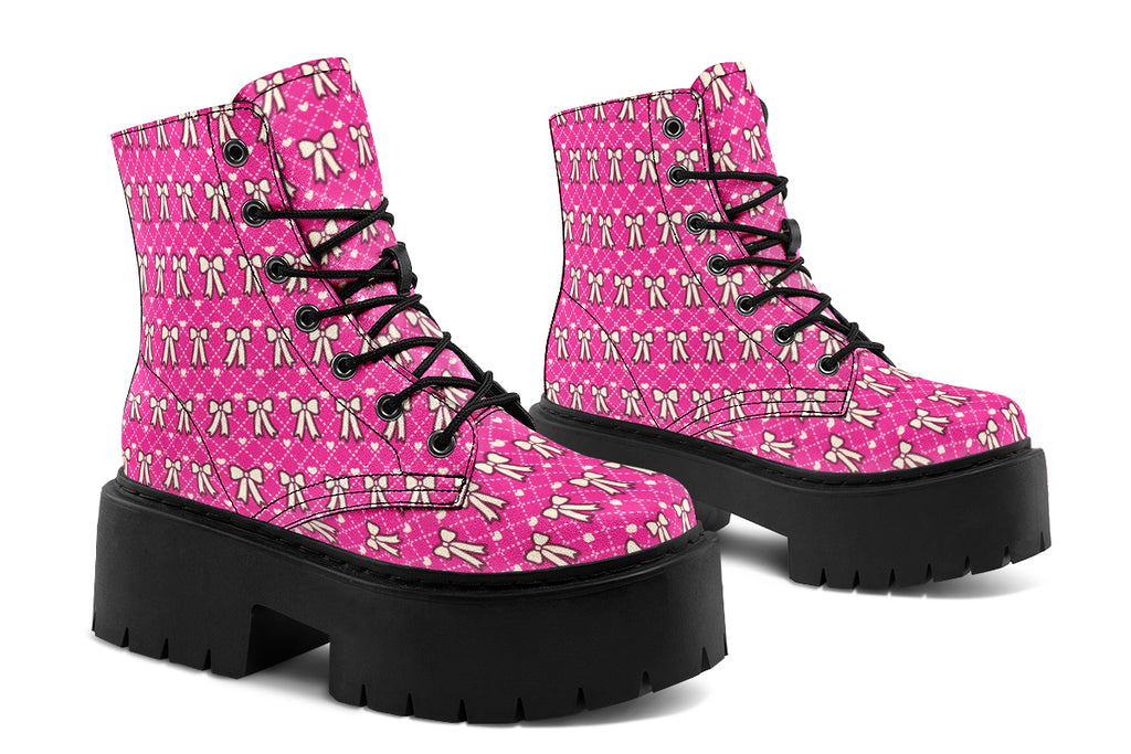 Cream Bows on Hot Pink