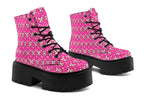 Cream Bows on Hot Pink
