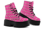 Cream Bows on Hot Pink