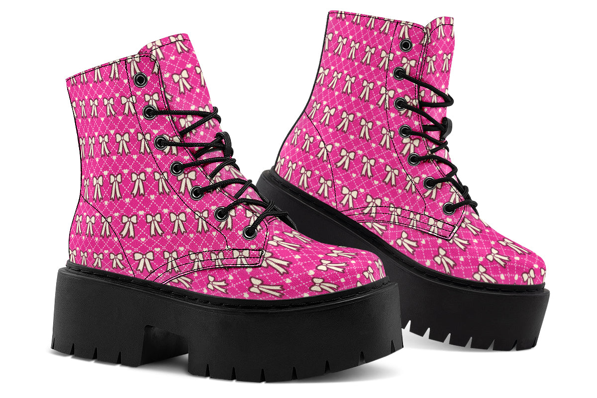Cream Bows on Hot Pink
