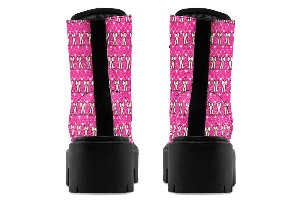 Cream Bows on Hot Pink