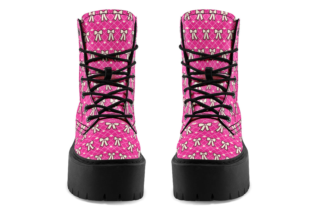 Cream Bows on Hot Pink