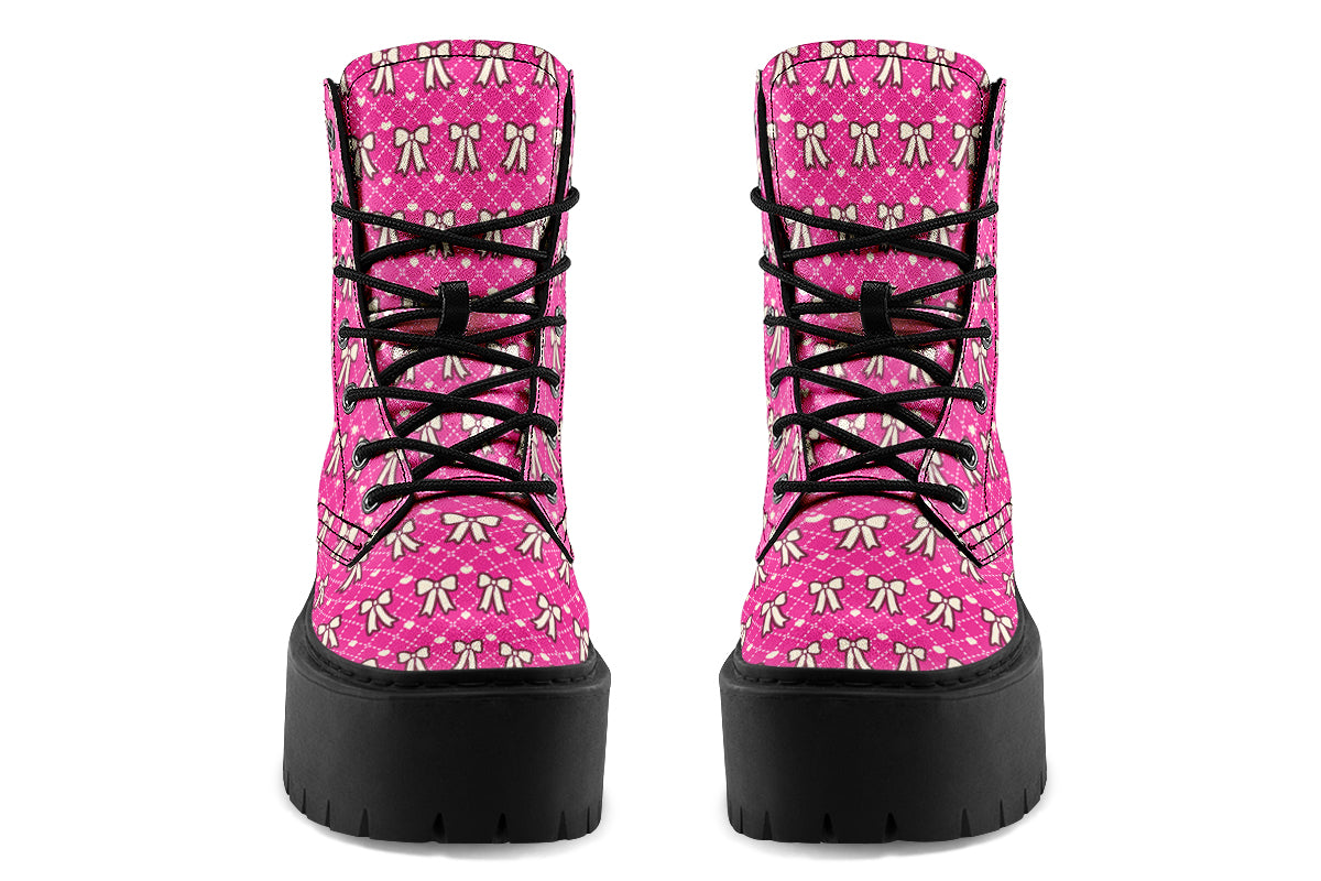 Cream Bows on Hot Pink