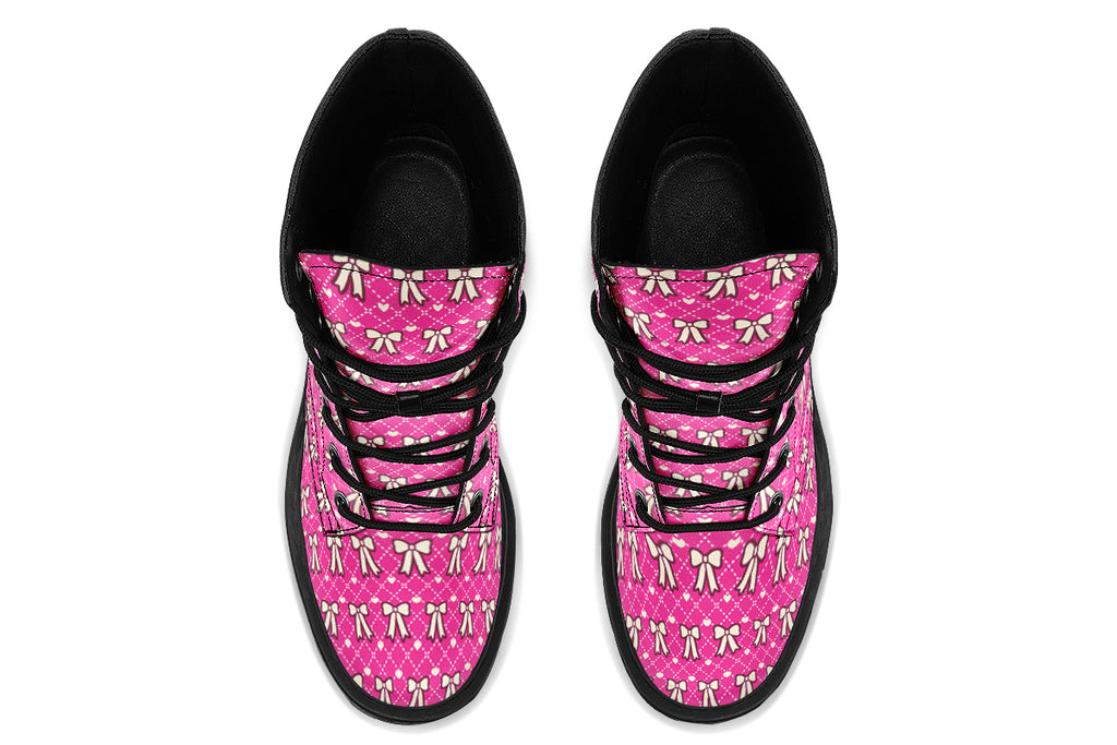Cream Bows on Hot Pink