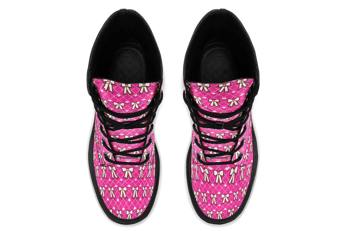 Cream Bows on Hot Pink