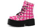 Cream Flowers on Hot Pink