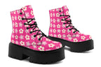 Cream Flowers on Hot Pink