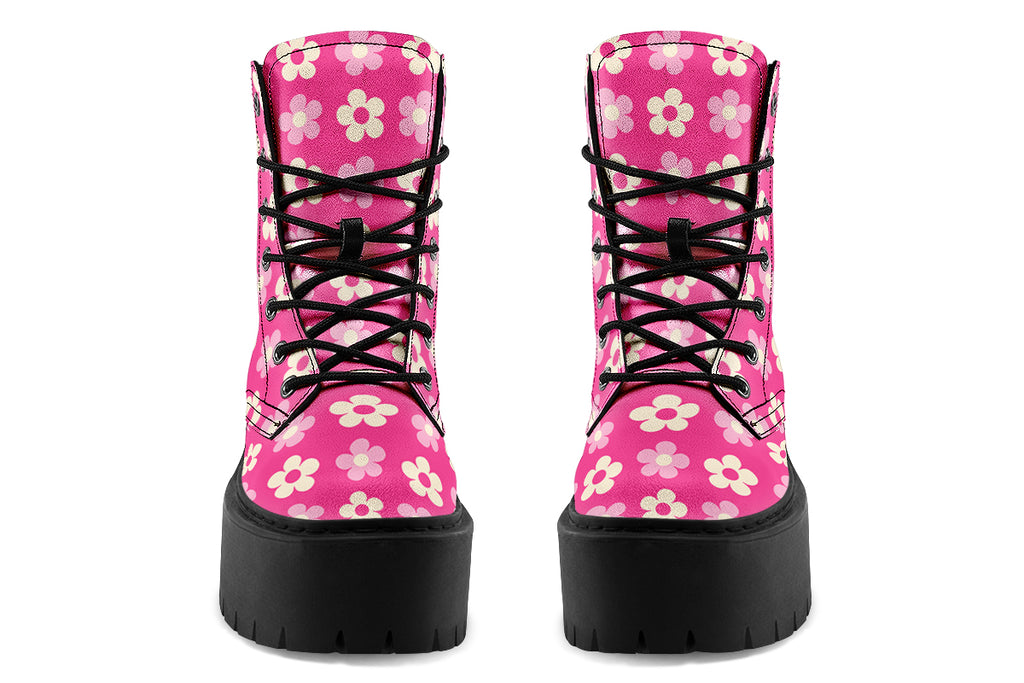 Cream Flowers on Hot Pink