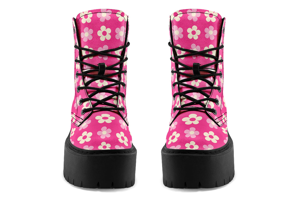 Cream Flowers on Hot Pink