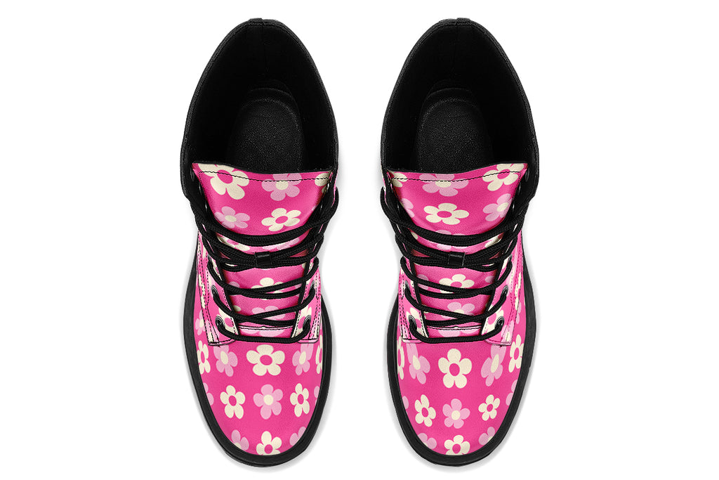 Cream Flowers on Hot Pink