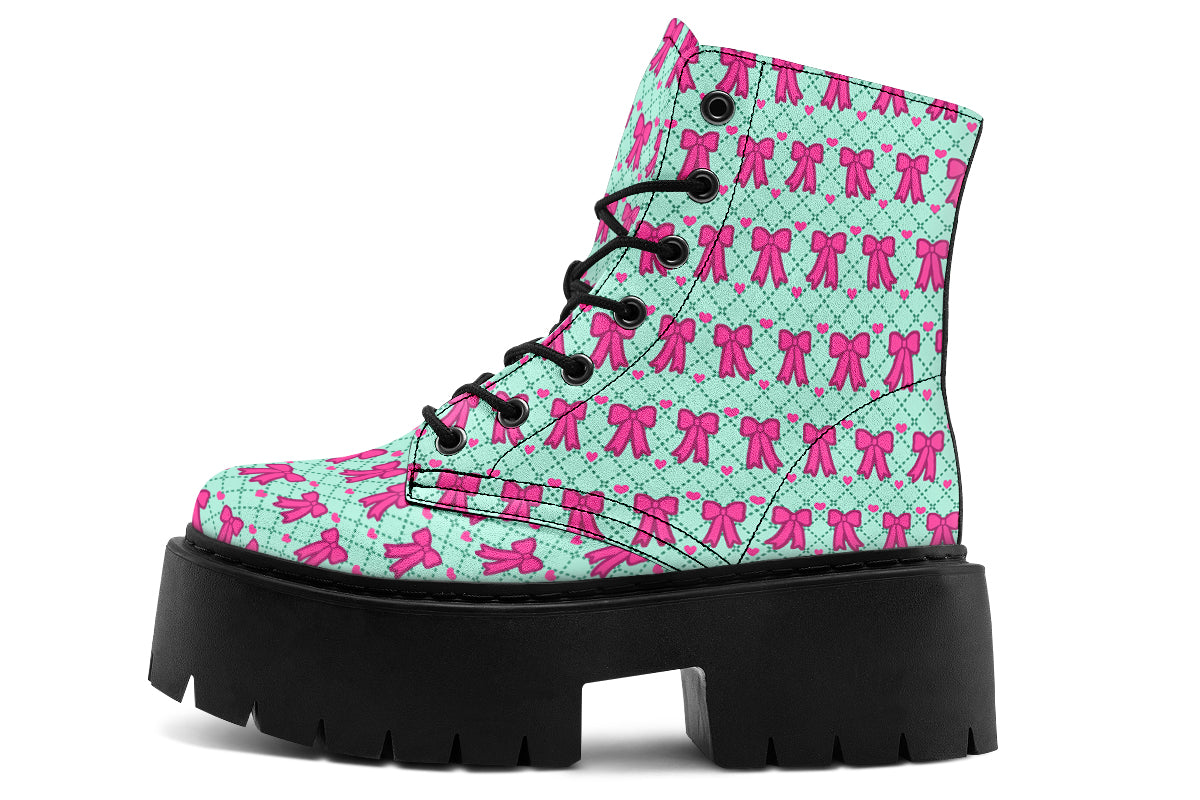 Hot Pink Bows on Mint