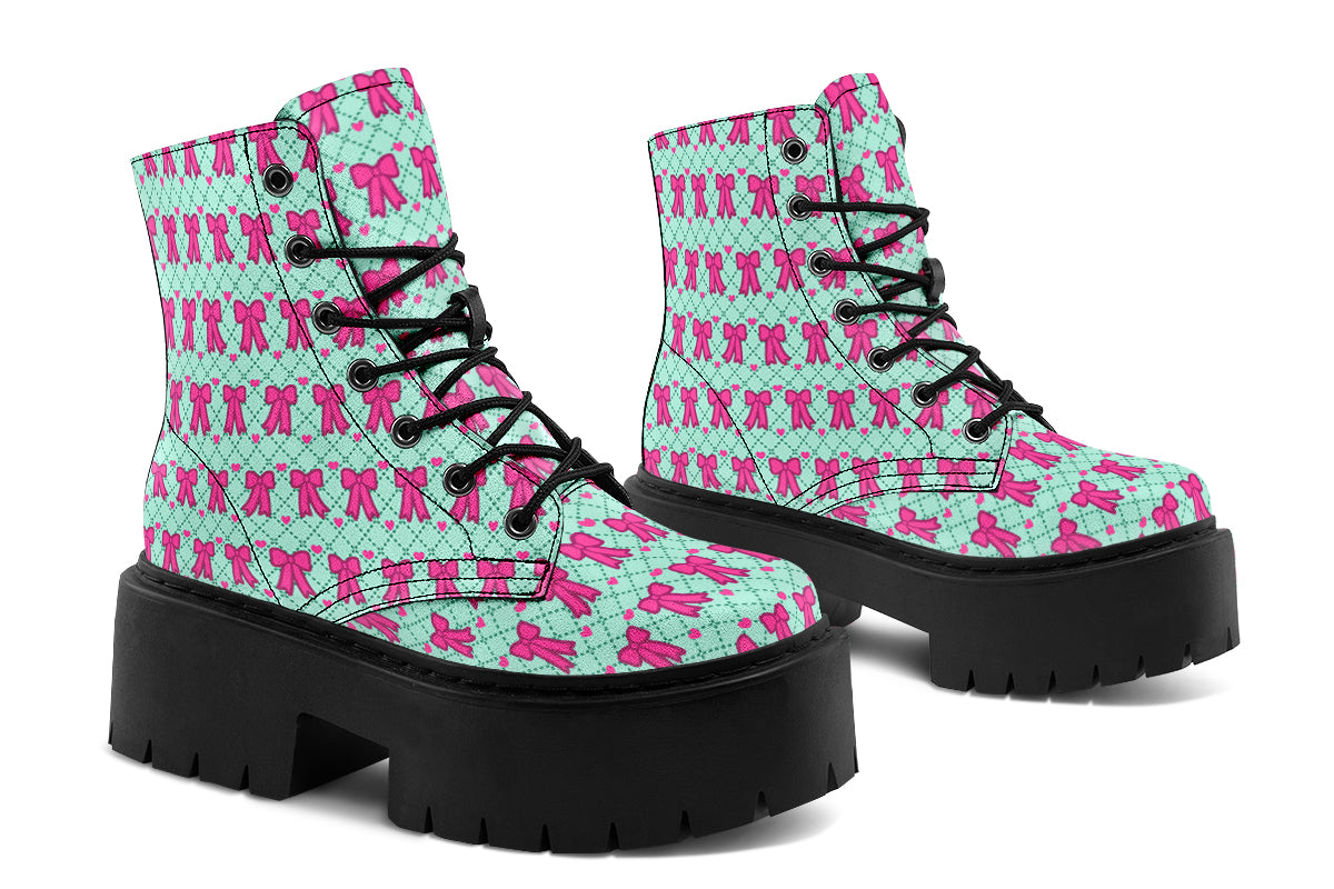 Hot Pink Bows on Mint