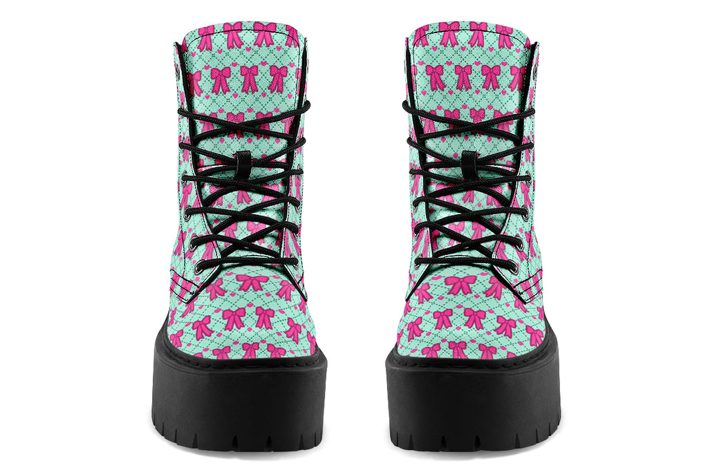 Hot Pink Bows on Mint