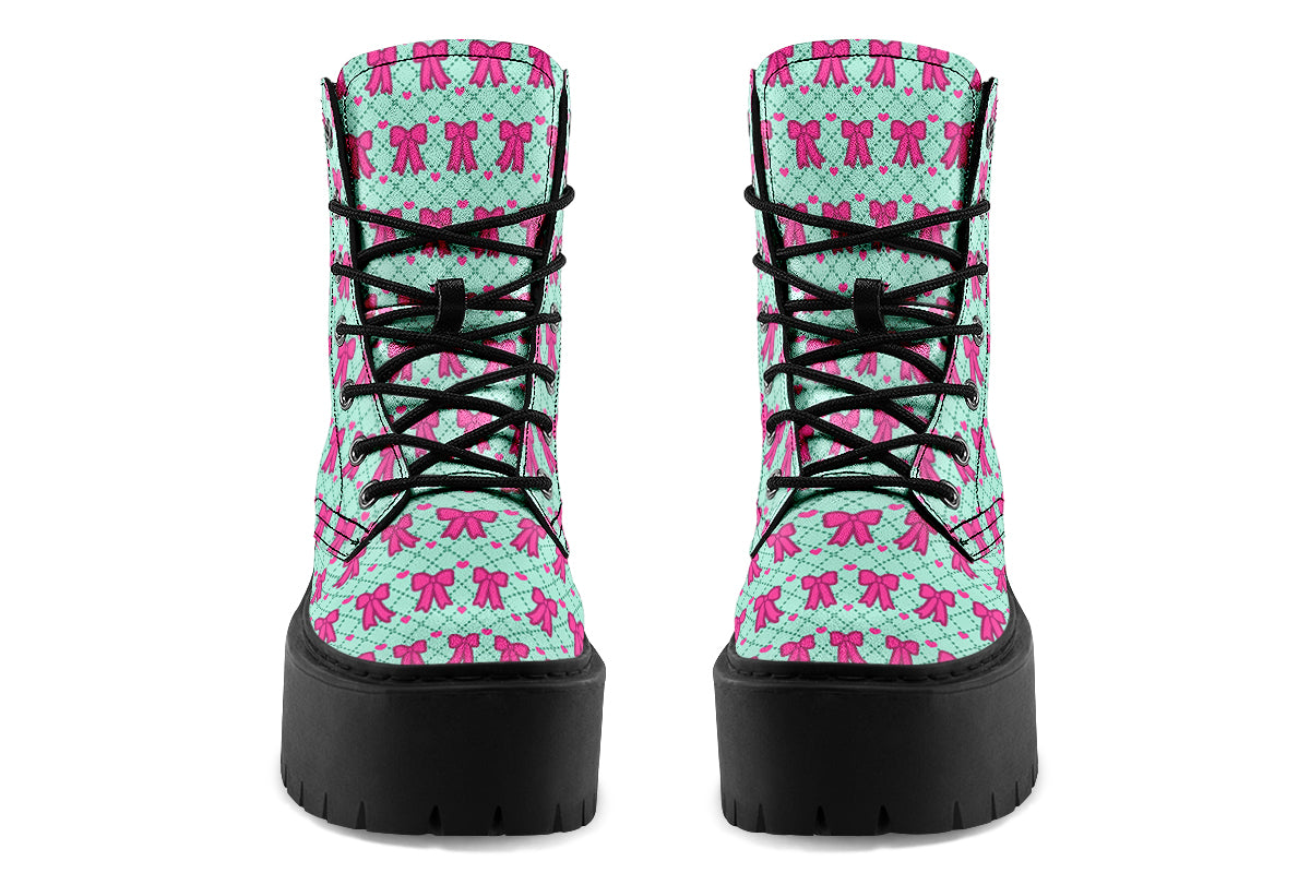 Hot Pink Bows on Mint