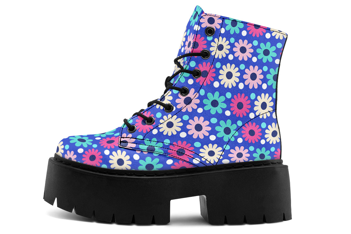 Royal Blue Retro Daisies