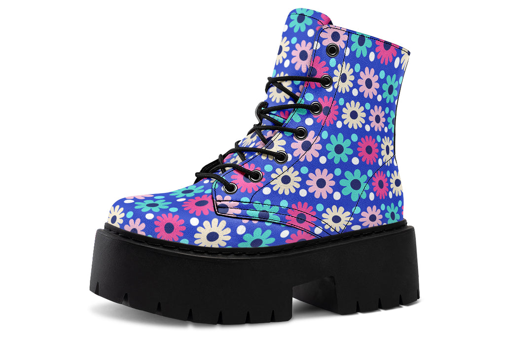 Royal Blue Retro Daisies