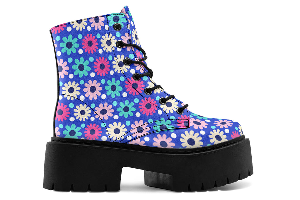 Royal Blue Retro Daisies