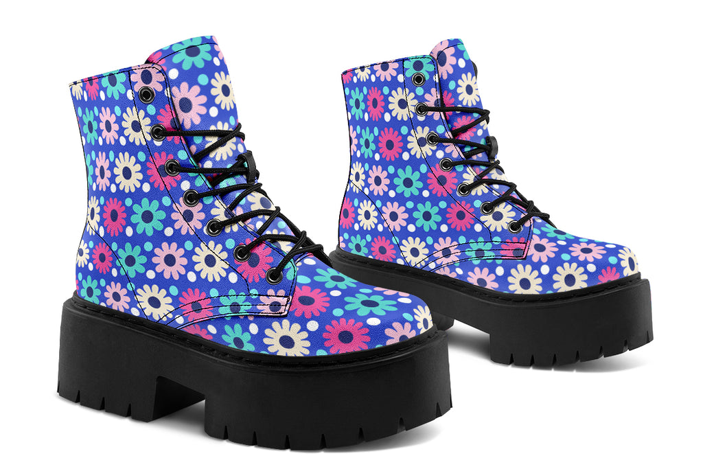 Royal Blue Retro Daisies