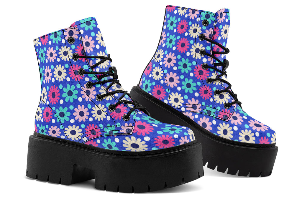 Royal Blue Retro Daisies