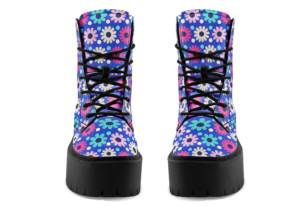 Royal Blue Retro Daisies