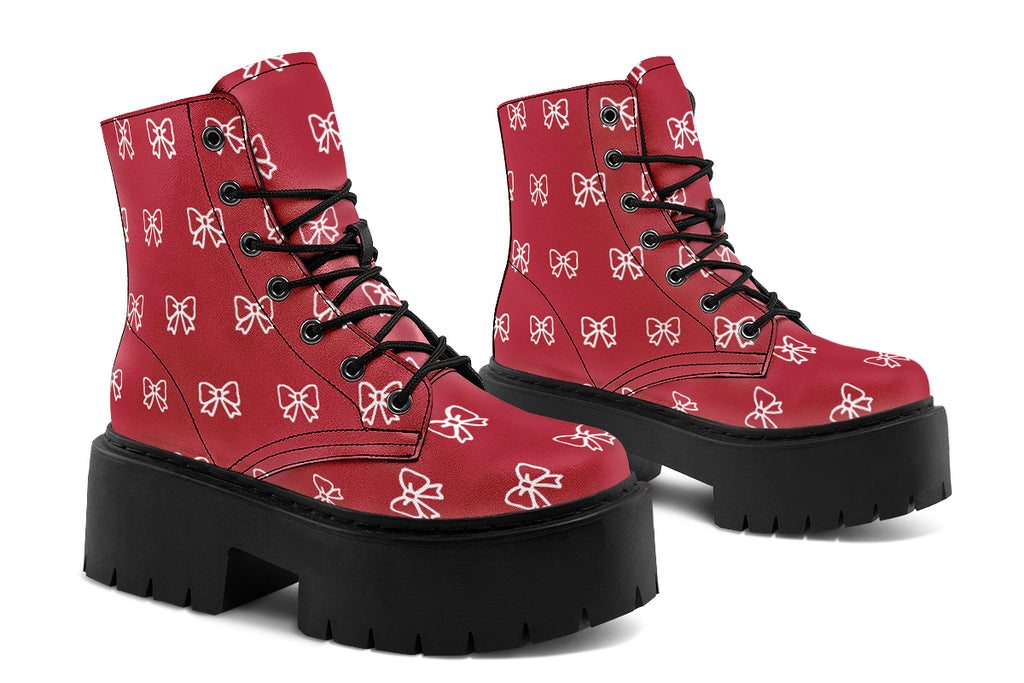 White Bows on Red
