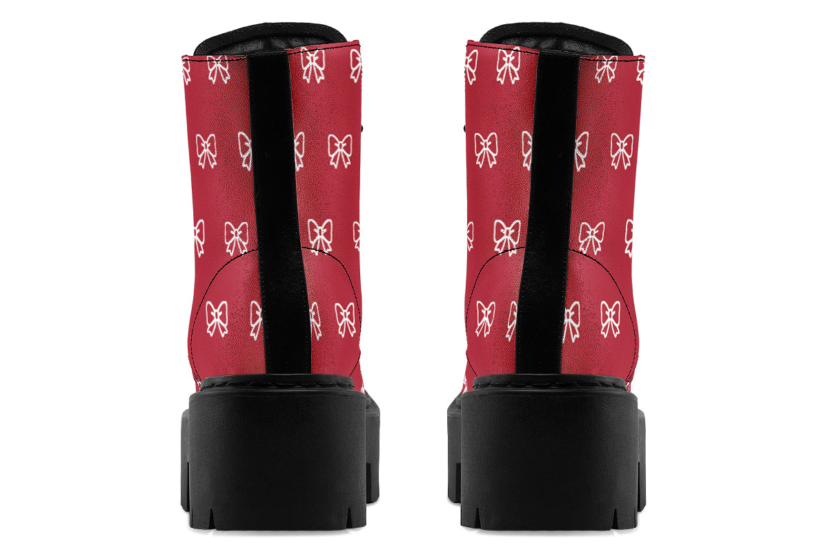 White Bows on Red