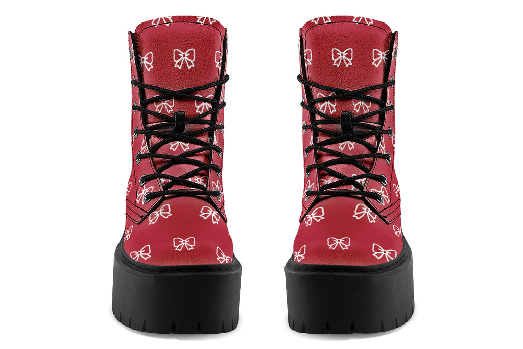 White Bows on Red