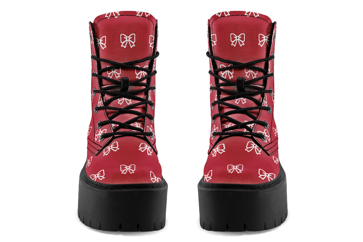 White Bows on Red