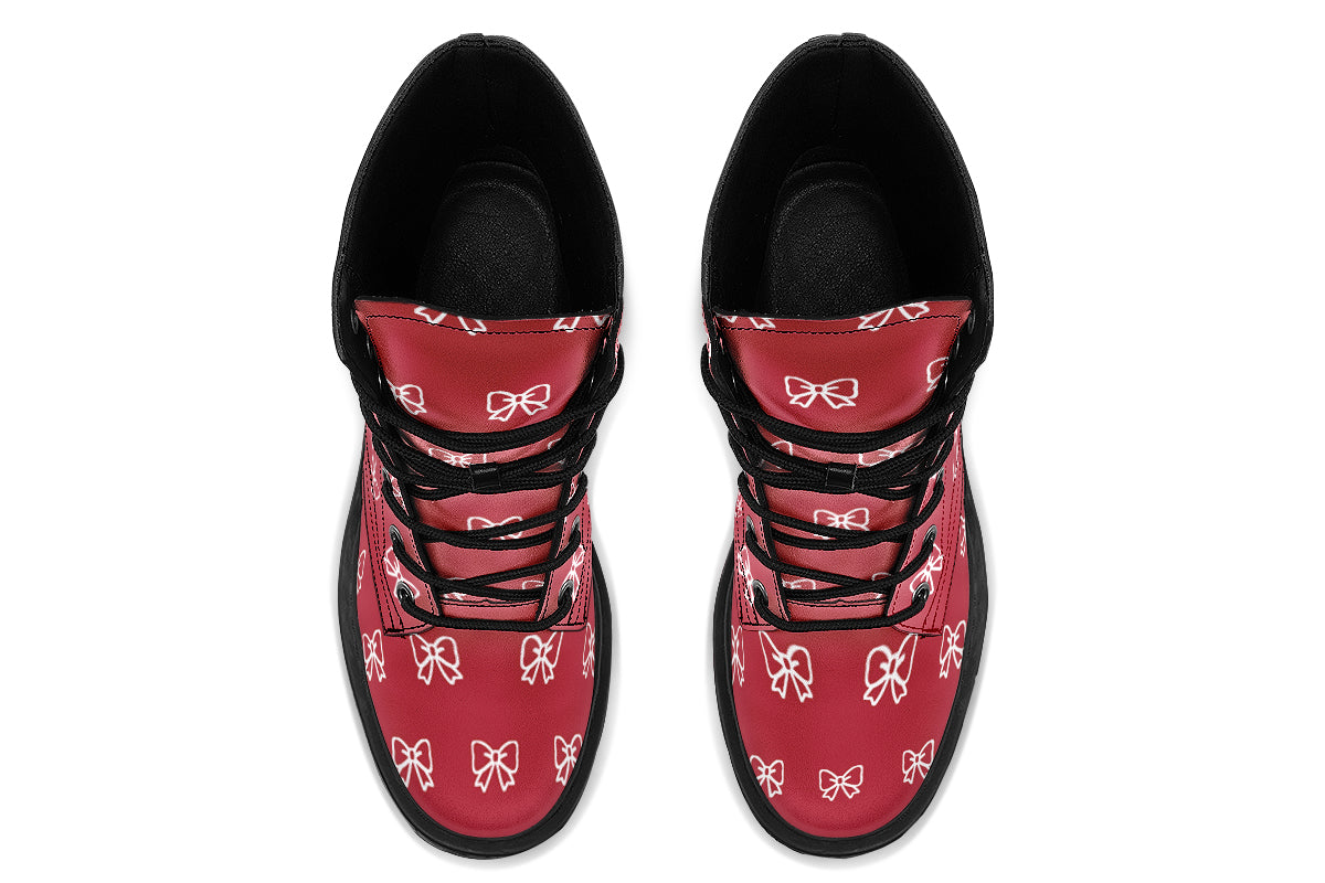White Bows on Red