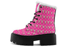 Cream Bows on Hot Pink