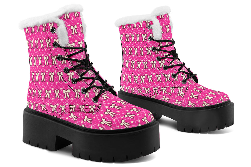 Cream Bows on Hot Pink