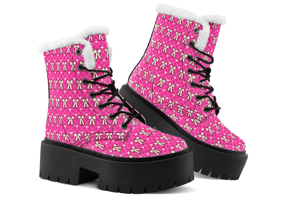 Cream Bows on Hot Pink