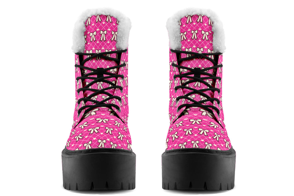 Cream Bows on Hot Pink