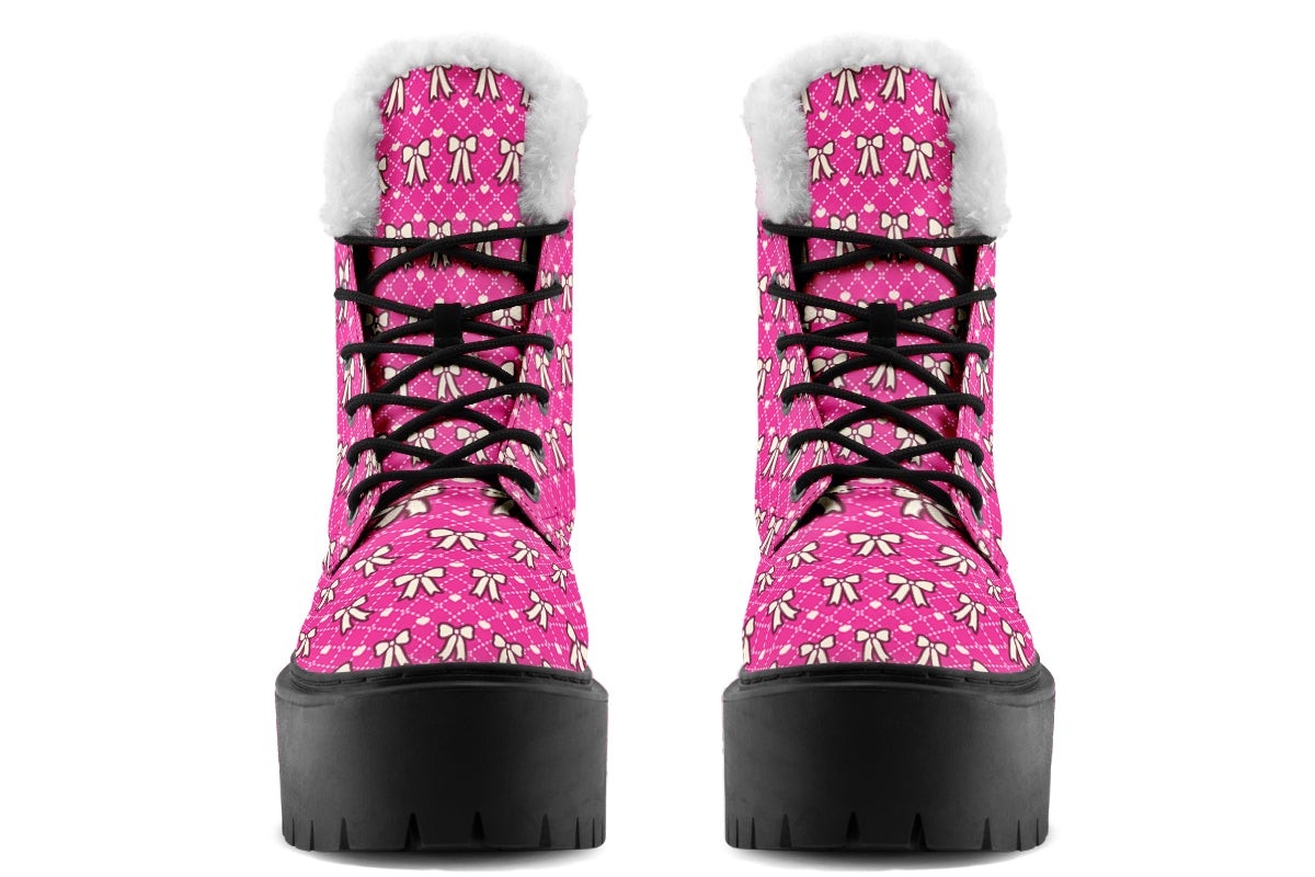 Cream Bows on Hot Pink