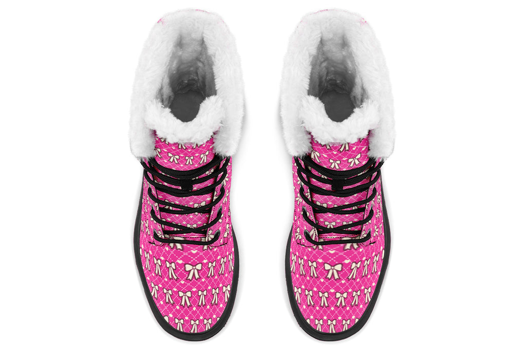 Cream Bows on Hot Pink