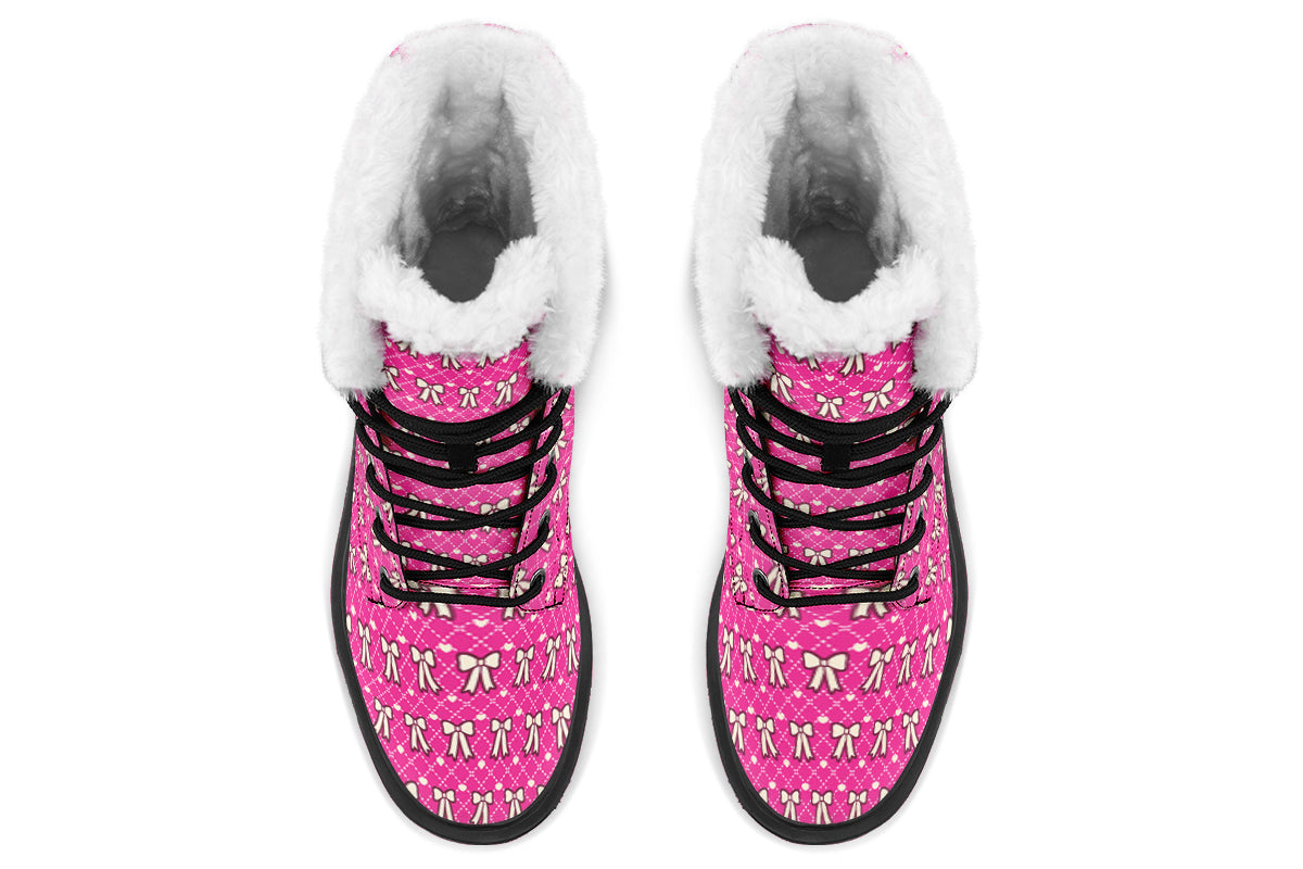 Cream Bows on Hot Pink
