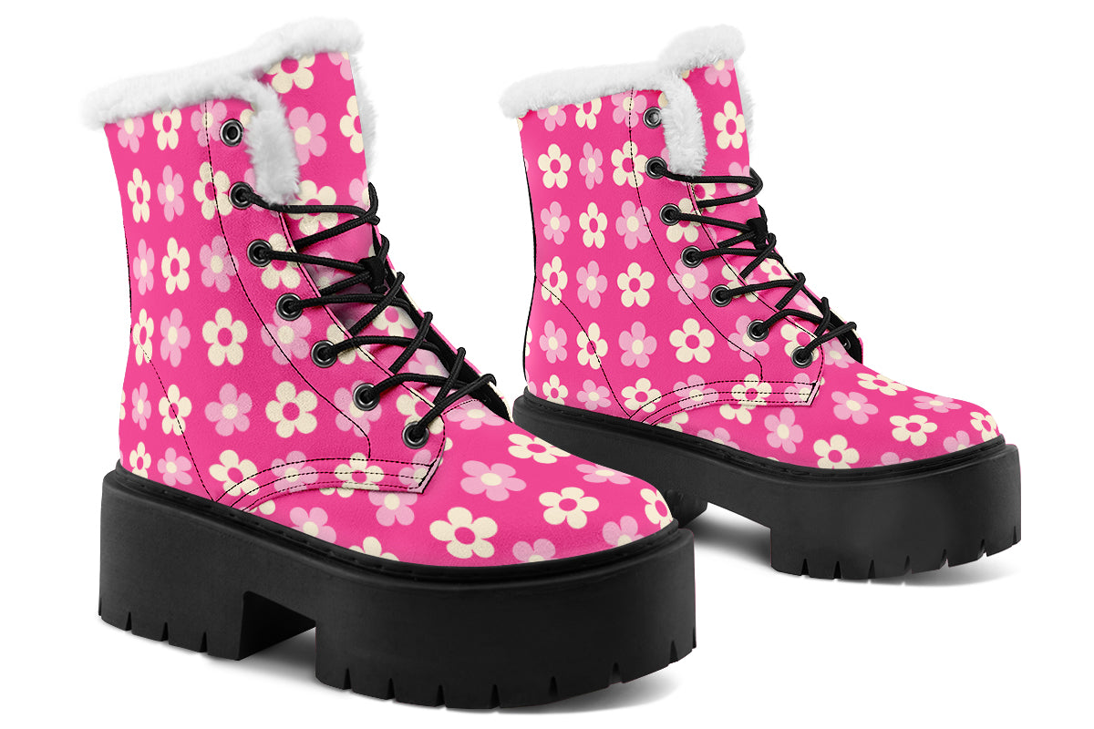 Cream Flowers on Hot Pink