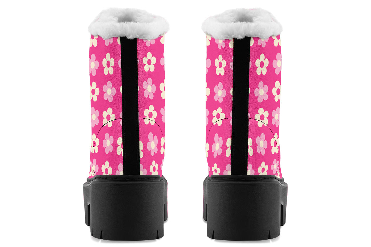Cream Flowers on Hot Pink