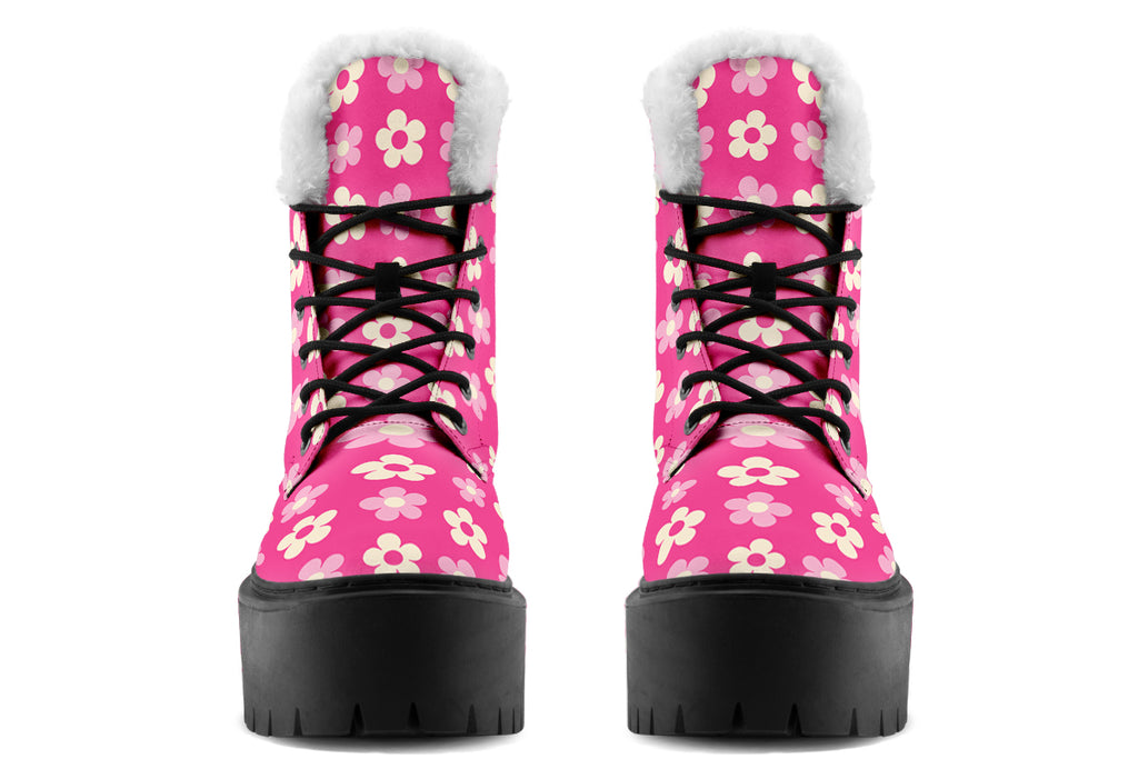 Cream Flowers on Hot Pink