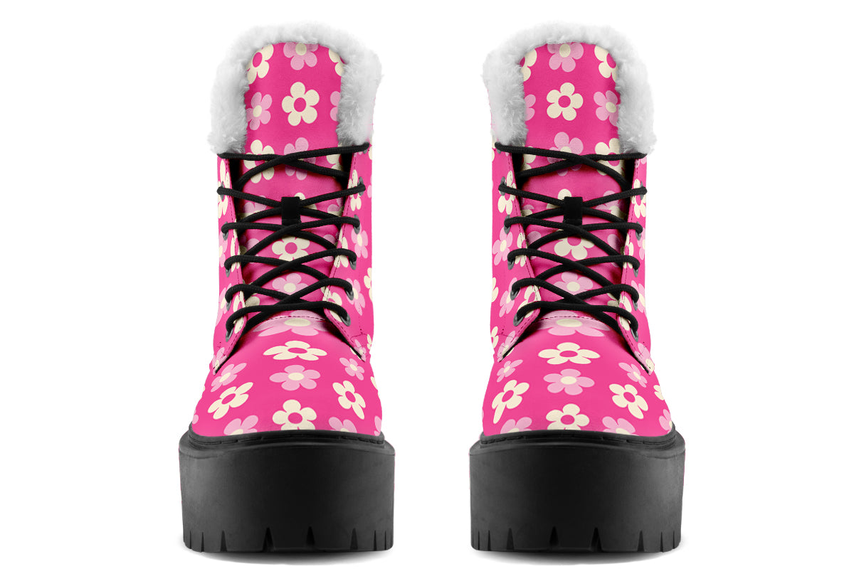 Cream Flowers on Hot Pink