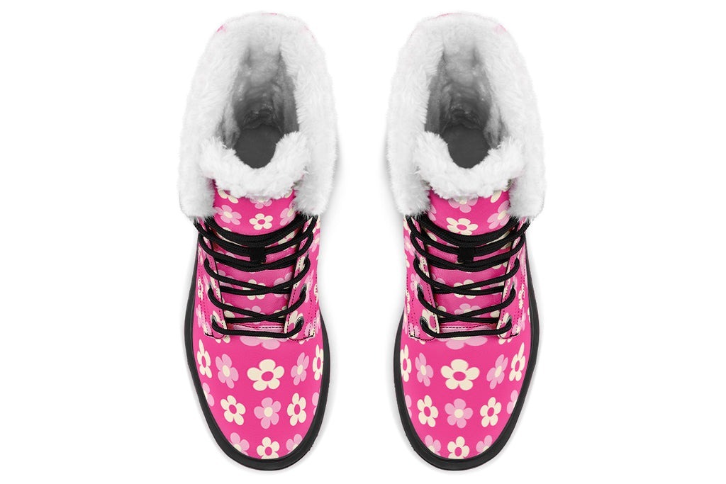 Cream Flowers on Hot Pink