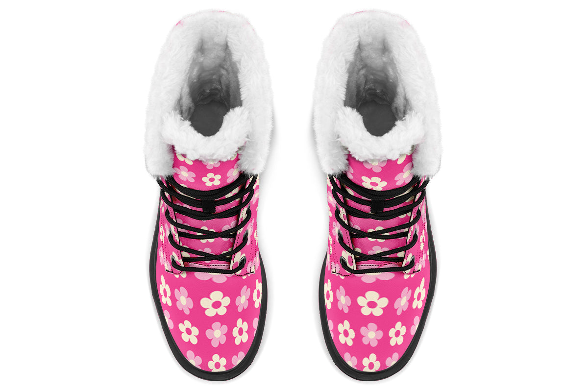 Cream Flowers on Hot Pink